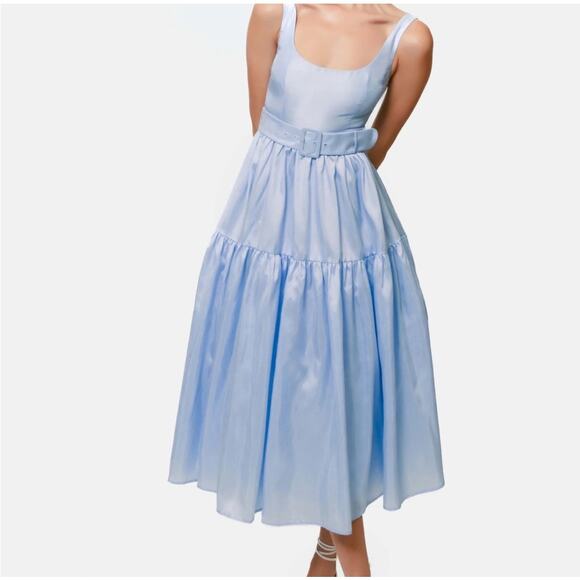 Alice Belted Tiered Midi Dress Size 2 - Picture 3 of 10